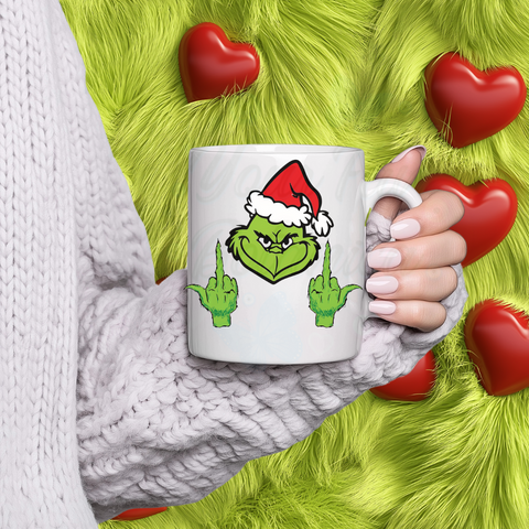 Middle Fingers Up Grinch Mug