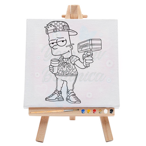 Cartoon Bart Simpson Pre-Drawn Canvas Art Kit