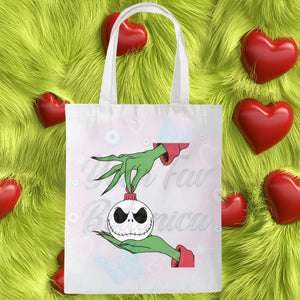 The Grinch Holding Jack Ornament Tote Bag