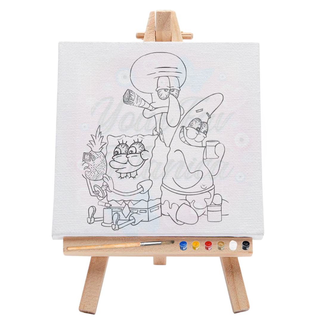 420 Spongebob-Patrick Star-Squidward Pre-Drawn Canvas Art Kit