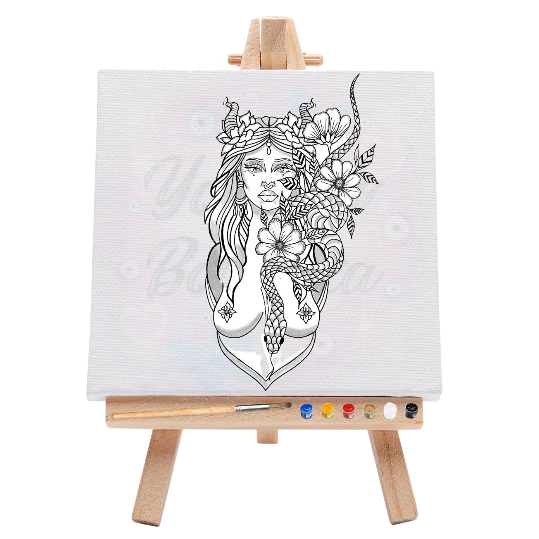 Spiritual Woman with Flower Pre-Drawn Canvas Art Kit