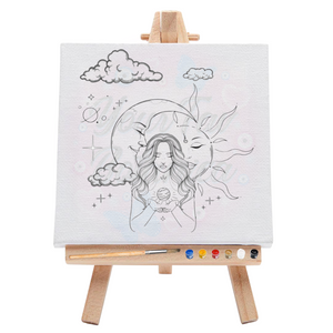 Spiritual Moon & Sun Woman Pre-Drawn Canvas Art Kit