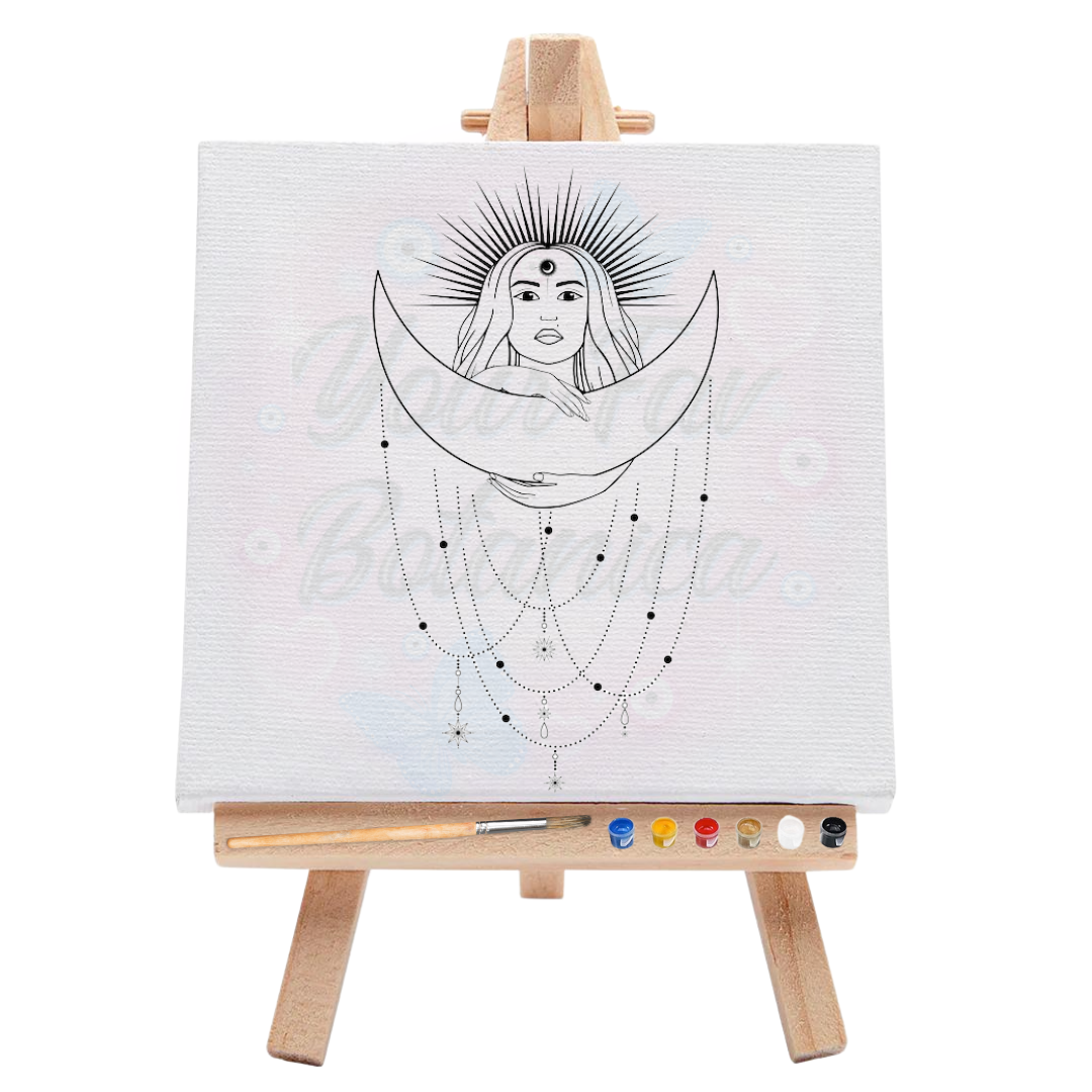 Spiritual Woman Holding Moon Pre-Drawn Canvas Art Kit Regular