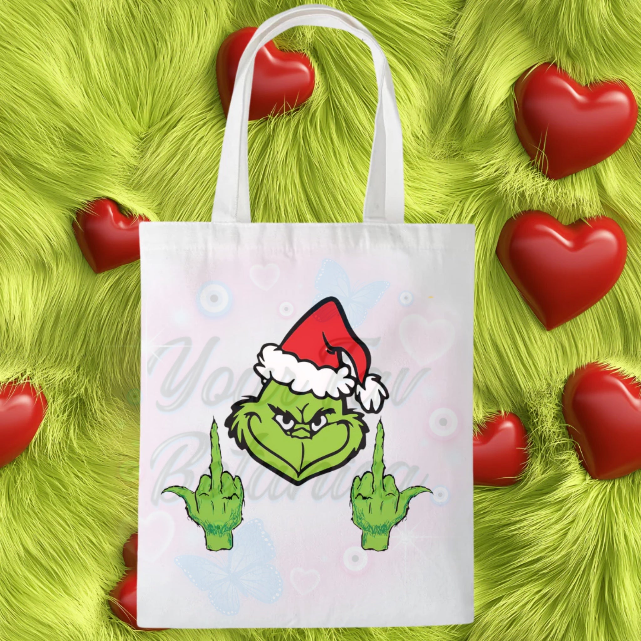 The Grinch & 2 Middle Fingers Tote Bag