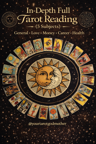 In-Depth Full Tarot Reading (5 Subjects)