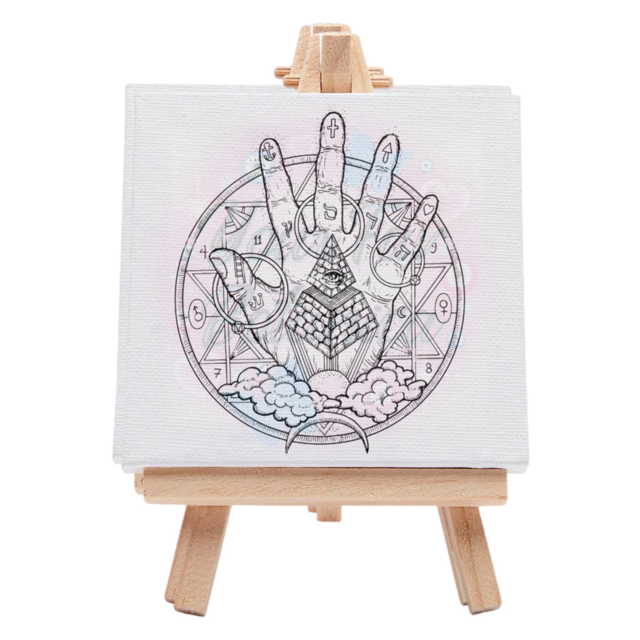 Spiritual Pyramid Hand Pre-Drawn Canvas Art Kit