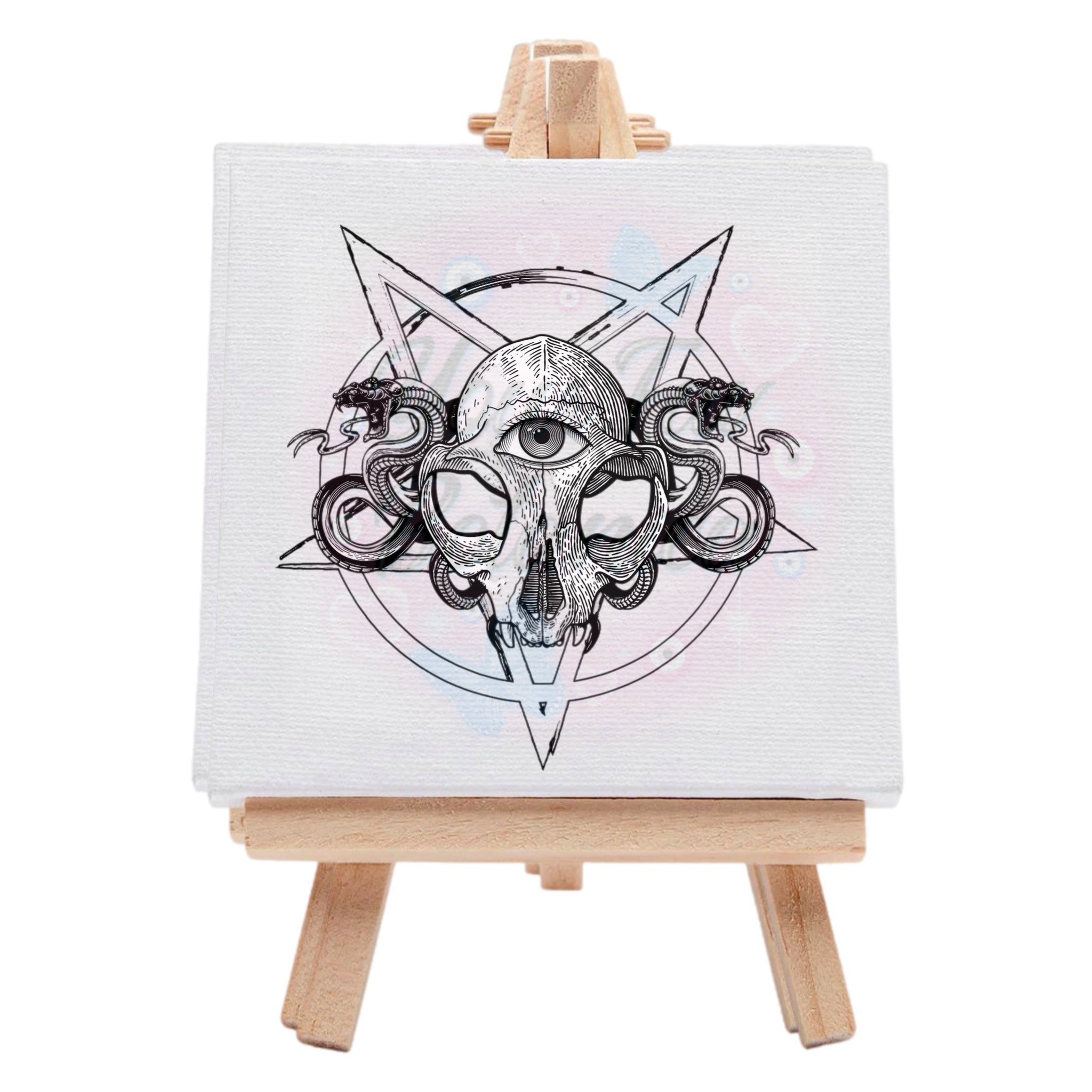 Spiritual Divination Snake Skull Pre-Drawn Canvas Art Kit