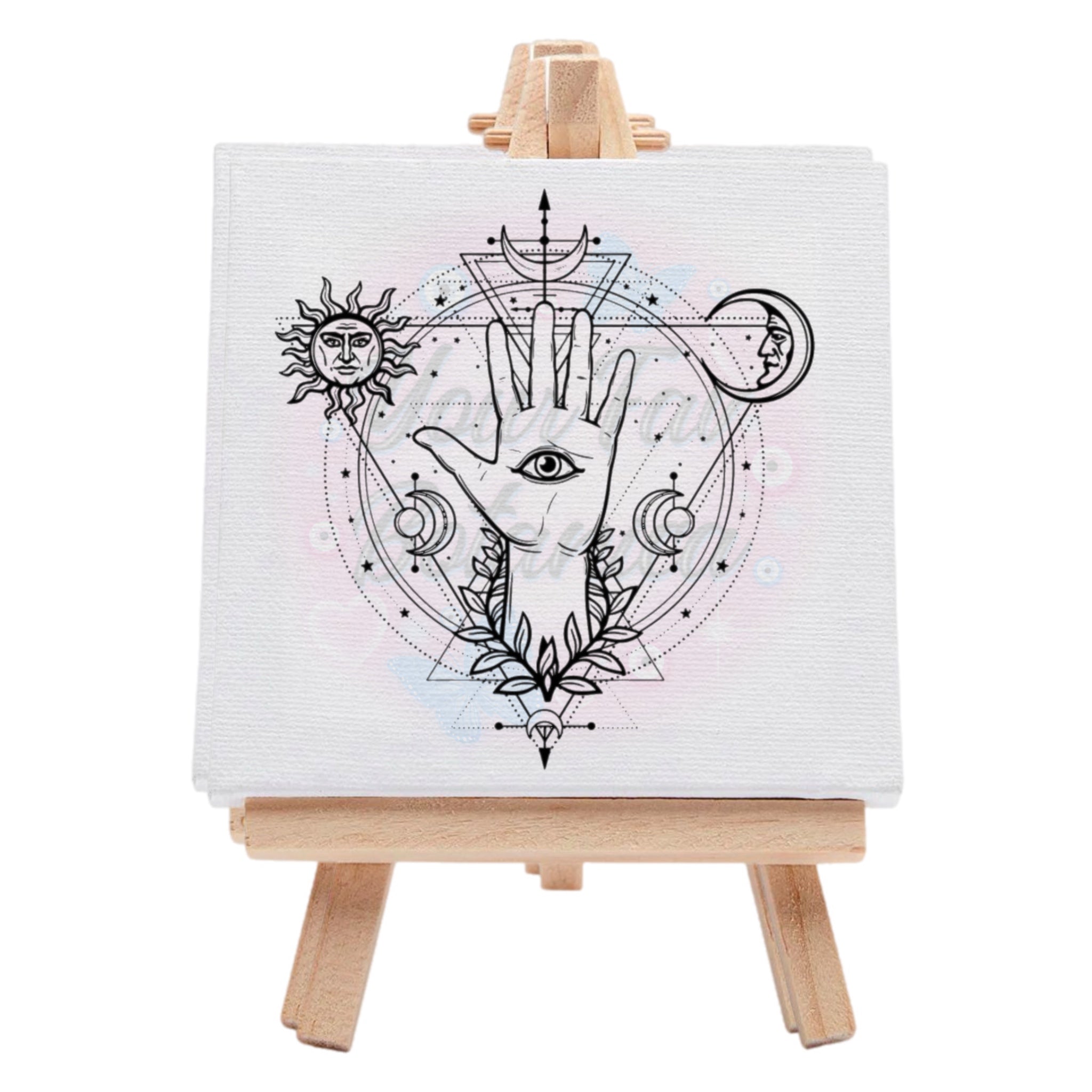 Spiritual Sun/Moon/Evil Eye Pre-Drawn Canvas Art Kit