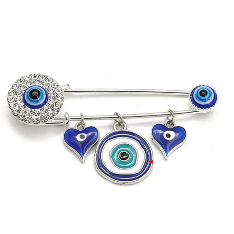 2 Hearts Evil Eye Pin