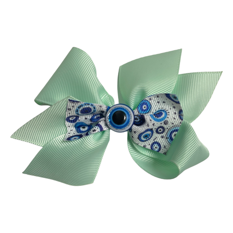 Green Evil Eye Hair Bow